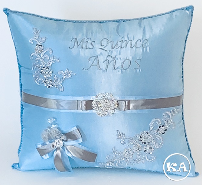 Custom Made Quinceanera Pillow in Champagne with Gold