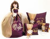 Evelyn 21 inch Doll in Plum with Gold Organza 