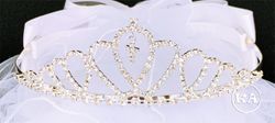 First Communion Tiara Veil with Fancy Veil