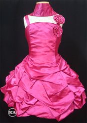 Fuchsia Vintage Girls' Dress w/ Flowers on the Shoulders