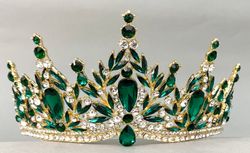 Hunter Green and Gold Quinceanera Tiara 