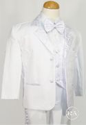 Infant Boys White Tuxedo - 5-Piece Baby Formal Suit for Weddings & Baptisms