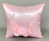 Kneeling Pillow for Quinceanera Royal Blue with Flowers