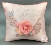 Kneeling Pillow for Quinceanera Royal Blue with Flowers
