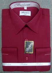 Men's Dress Shirt with Pocket Burgundy Color.