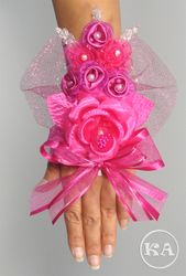 Personalized Quinceanera Corsage Bracelet - Fuchsia