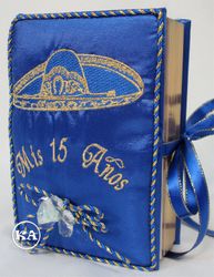 Quinceanera Bible with Charro Themed in Royal Blue