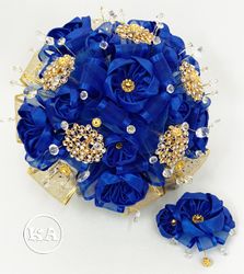 Quinceanera Bouquet Royal Blue and Gold