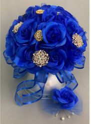 Quinceanera Bouquet with Royal Blue Roses