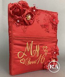 Quinceanera Photo Album in Red with Gold
