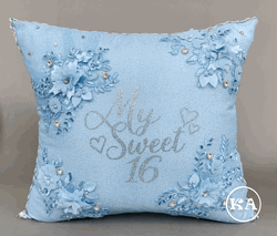 Flowers Themed Quinceanera Pillow with Silver Color Occasion