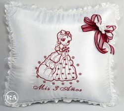 Quinceanera Pillow w/ Princess Burgundy/White