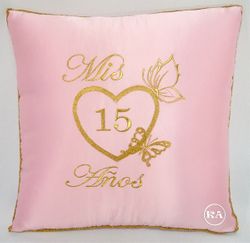 Quinceanera Tiara Pillow Pink with Gold