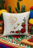 Red Roses Quinceanera Kneeling Pillow Set Ivory Color