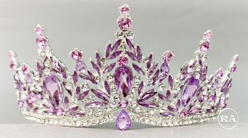 Rhinestone Quinceanera Tiara Lilac with Silver