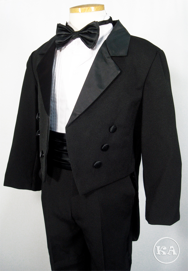 Ring Bearer Black Tuxedo with Tail