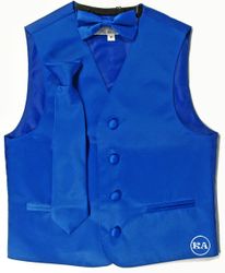 Royal Blue Boys Tuxedo Vest Set.