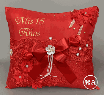 Enchanted Forest Themed Quinceanera Pillow Red