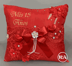 Enchanted Forest Themed Quinceanera Pillow Red