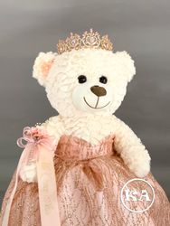 Tiara for Quinceanera or Teddy Bear in Rose Gold Color 