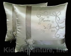 Satin Wedding Pillows Gift-Wrapped Style - Ivory