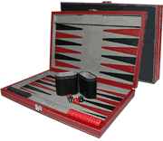Backgammon 15 Inch Black and Red Leatherette