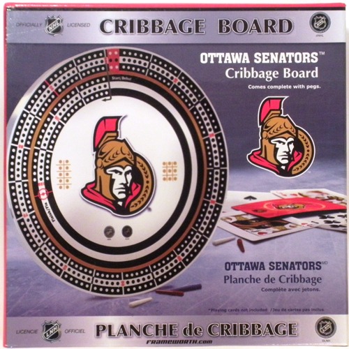 Ottawa Senators NHL Round Cribbage Board