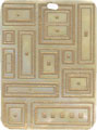 Mother of pearl shell rectangle in gold