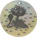 Mother of pearl shell round in black