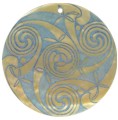 Mother of pearl shell round in blue
