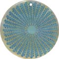 Mother of pearl shell round in blue