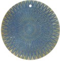 Mother of pearl shell round in blue