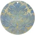 Mother of pearl shell round in blue