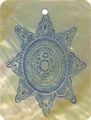 Mother of pearl shell round in blue