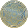 Mother of pearl shell round in blue