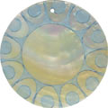 Mother of pearl shell round in blue