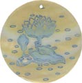 Mother of pearl shell round in blue