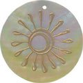 Mother of pearl shell round in gold