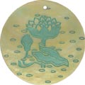 Mother of pearl shell round in green
