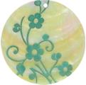 Mother of pearl shell round in green