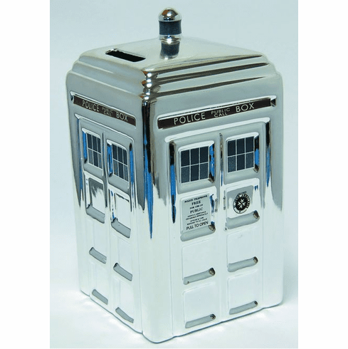 Doctor Who Chrome Tardis Ceramic Money Bank