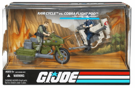 G.I. Joe Wave 1 Ram Cycle vs Cobra Flight Pod Vehicle