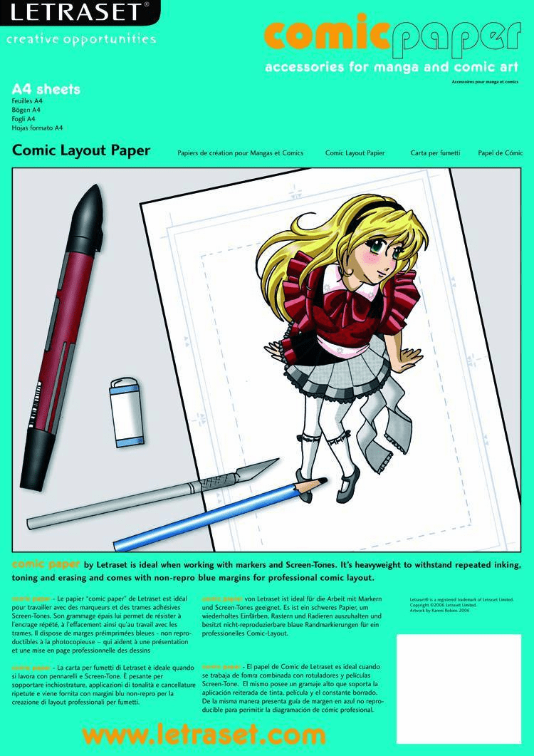 Letraset Comic Layout Paper A4 Manga Sheets