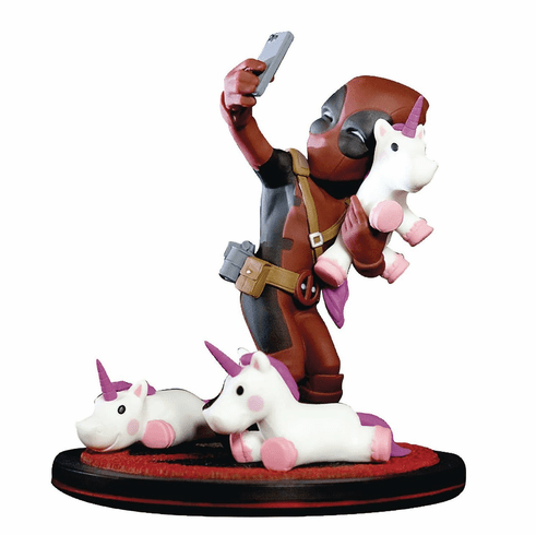 Quantum Mechanix Marvel Q-Fig Deadpool Unicorn Selfie Figure