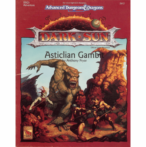TSR 2412 AD&D Dark Sun Asticlian Gambit RPG Box Set