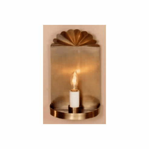 Size: <b>One Size</b> | Dimensions: <b>7.75" H x 4.5" W x 3.75" D</b> | Sockets: <b>1-60W Candelabra Socket</b><br>Finish: <b>Antique Brass</b> Adelle Interior Wall Sconce Copper Lantern