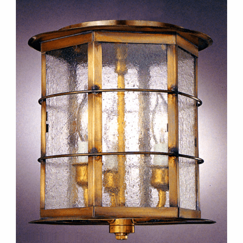 <span class="as-shown">Size: <b>One Size</b> | Dimensions: <b>10" H x 9" W x 9" D</b> | Sockets: <b>3-60W Candelabra Base</b> <br>Finish: <b>Antique Brass</b> | Glass: <b>Seeded</b></span> Lillianna Flush Mount Ceiling Light