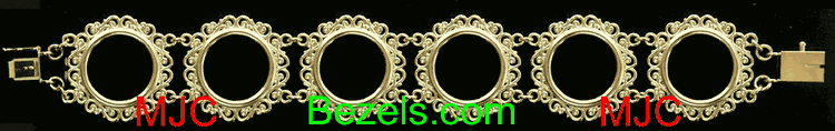 14k Yellow Gold Filigree Hand Made Coin Bezel Bracelet
