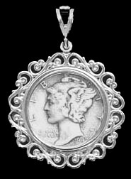 Sterling Silver Filigree Coin Bezel Pendant