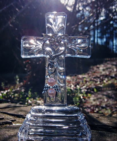 Angelic Portal Crystal Cross and Angel Charm